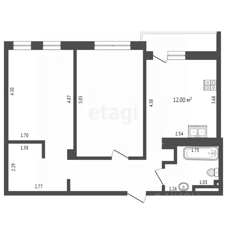 2-к кв. Ханты-Мансийский АО, Ханты-Мансийск Комсомольская ул., 65/1 ... - Фото 1