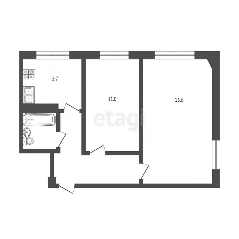 2-к кв. Псковская область, Псков ул. Льва Толстого, 20А (45.2 м) - Фото 2