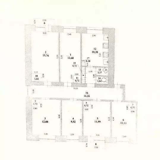 1к в -комнатной квартире (12.08 м) - Фото 2