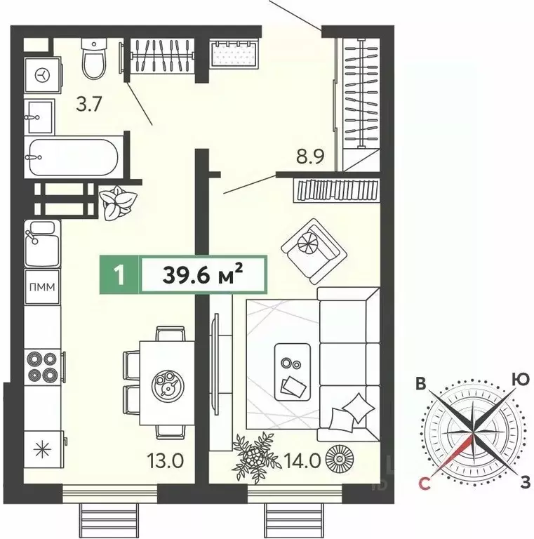 1-к кв. Пензенская область, Пензенский район, Засечный сельсовет, с. ... - Фото 1