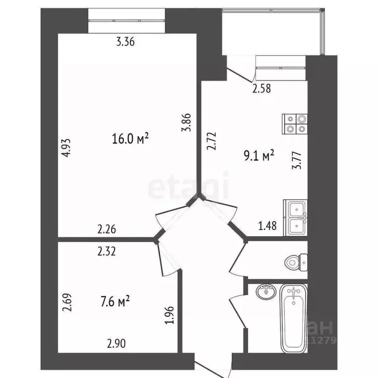 1-к кв. Белгородская область, Белгород ул. Машковцева, 22 (41.8 м) - Фото 0