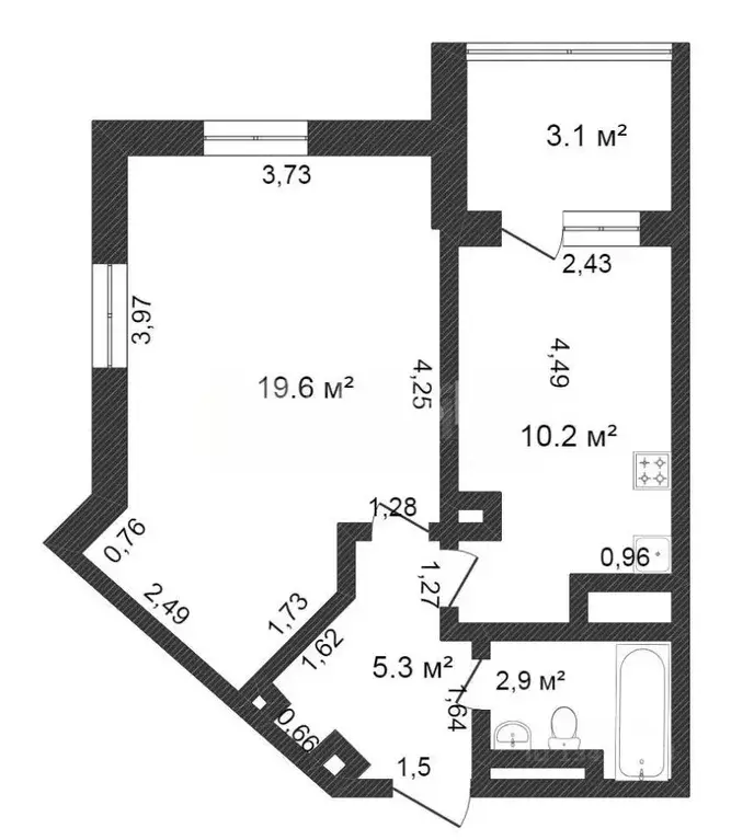 1-к кв. Ханты-Мансийский АО, Ханты-Мансийск Югорская ул., 1 (43.0 м) - Фото 1