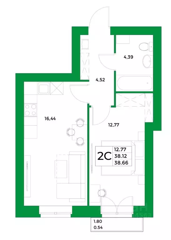 1-к кв. Башкортостан, Уфимский район, Зубовский сельсовет, с. Зубово ... - Фото 1