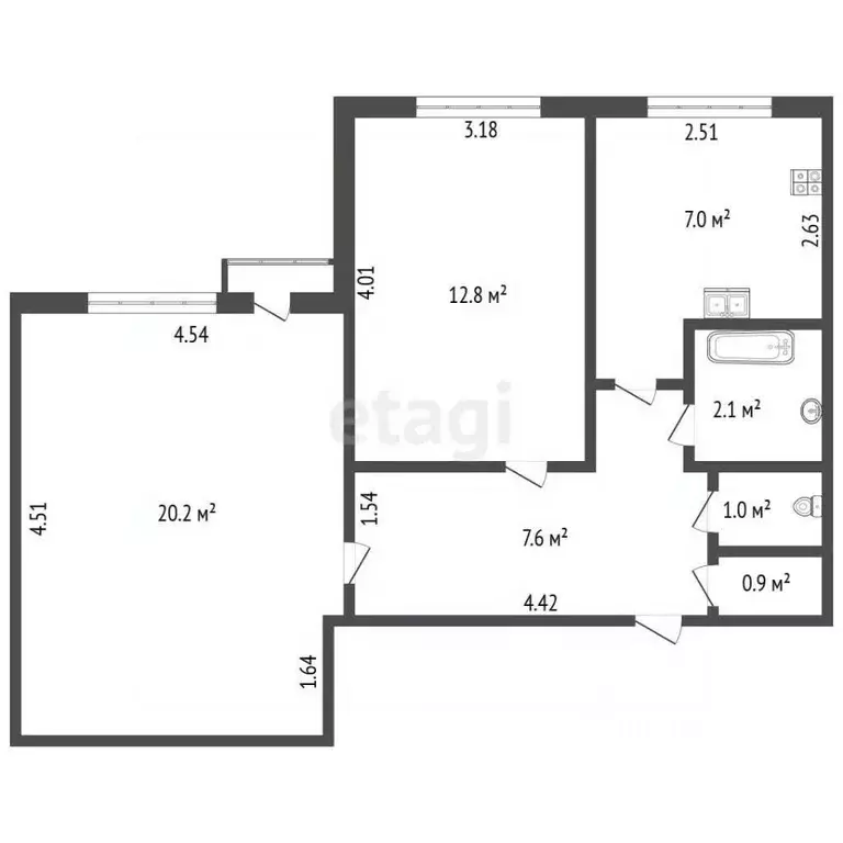 2-к кв. Санкт-Петербург Северный просп., 8К2 (51.6 м) - Фото 2
