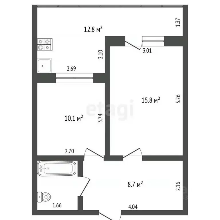 1-к кв. Тюменская область, Тюменский муниципальный округ, с. Онохино ... - Фото 1