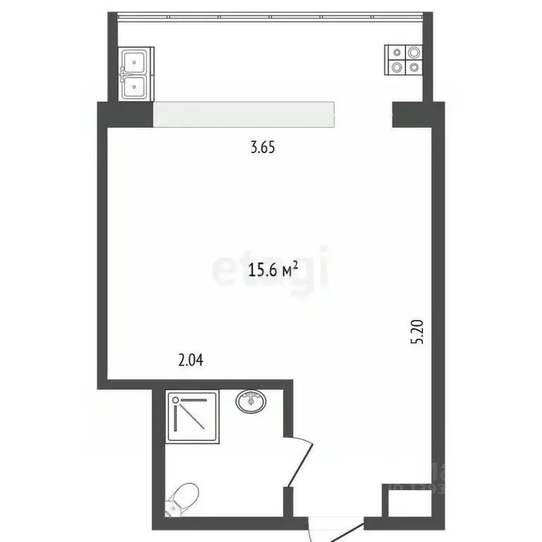 Студия Тюменская область, Тюмень ул. Республики, 239 (21.8 м) - Фото 1