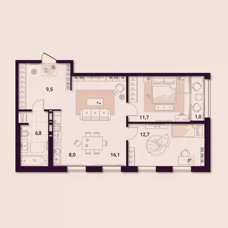 2-к кв. Приморский край, Артем ул. Куйбышева, 11А (65.75 м) - Фото 1