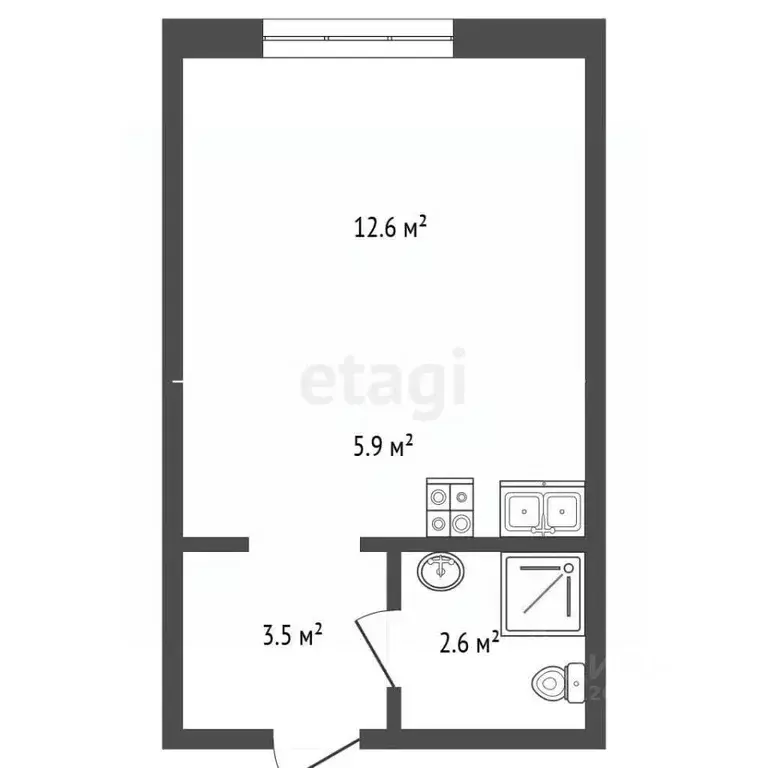 Студия Москва Новоостаповская ул., 20 (24.7 м) - Фото 2