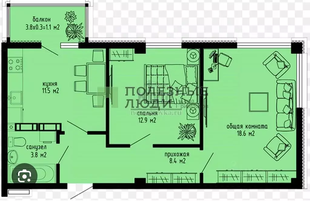 2-к кв. Севастополь ул. Токарева, 18 (55.0 м) - Фото 1