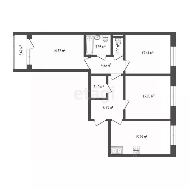 3-к кв. Тюменская область, Тюмень ул. Фармана Салманова, 12 (81.0 м) - Фото 1