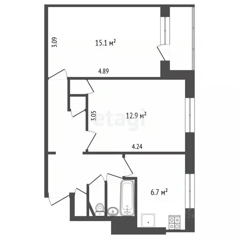 2-к кв. Московская область, Красногорск ул. 50 лет Октября, 2/37 (45.8 ... - Фото 2