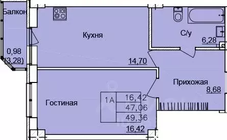 1-к кв. Ростовская область, Ростов-на-Дону Белокалитвинская ул. (49.36 ... - Фото 0