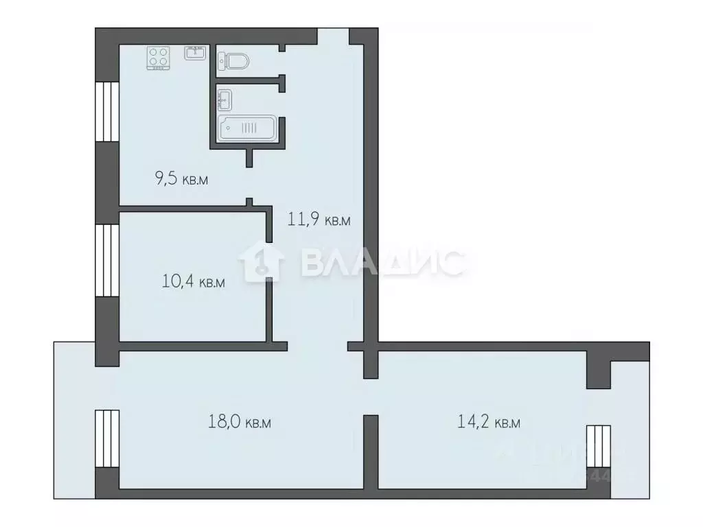 3-к кв. Рязанская область, Рязань Братиславская ул., 8 (67.3 м) - Фото 1