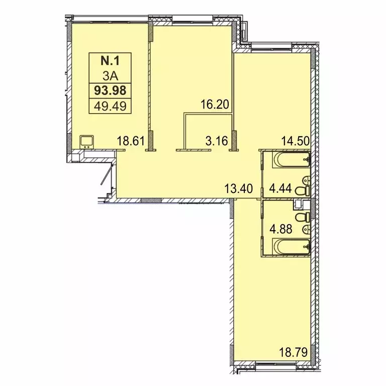 3-комнатная квартира: Казань, улица Генерала Ерина, 5Д (94.3 м) - Фото 1
