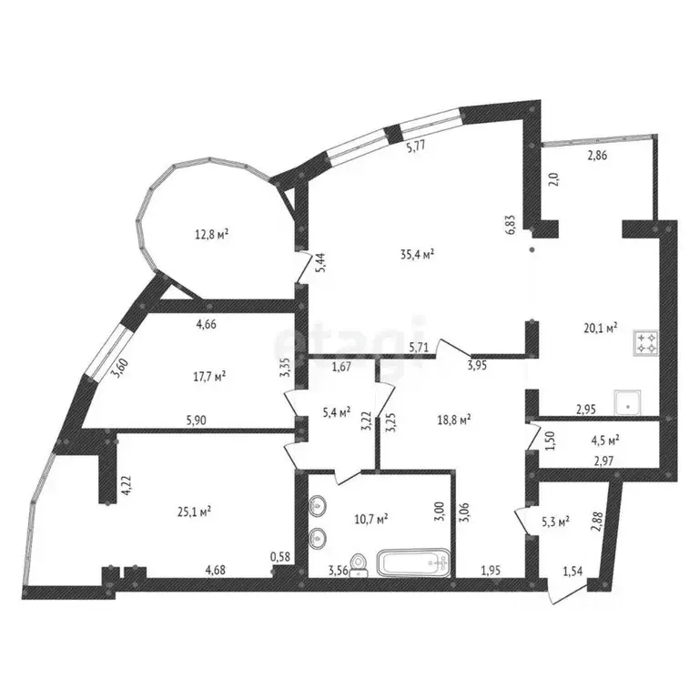 4-к кв. Башкортостан, Уфа просп. Октября, 128/2 (155.8 м) - Фото 2