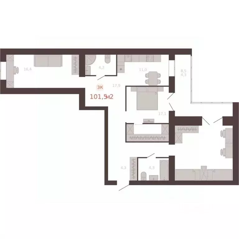 3-к кв. Алтайский край, Новоалтайск ул. Южсиба, 52А (101.5 м) - Фото 1