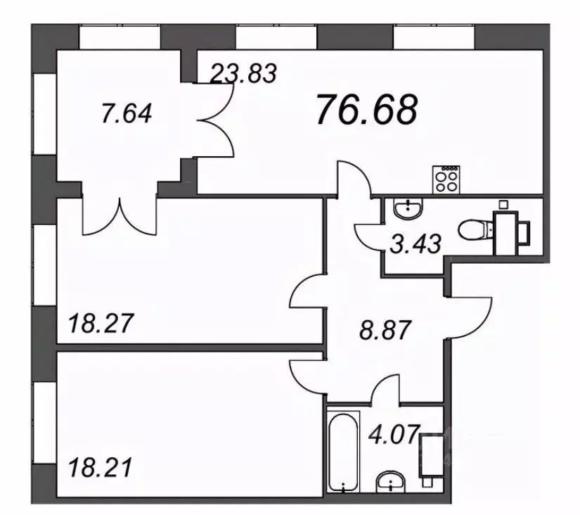 2-к кв. Санкт-Петербург Петровский просп., 28к2 (76.68 м) - Фото 1