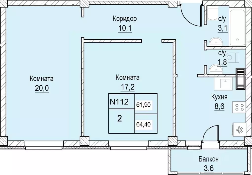 2-к кв. Нижегородская область, Нижний Новгород ул. Июльских Дней (61.9 ... - Фото 0