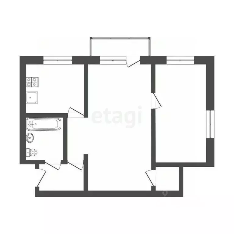 2-к кв. Томская область, Томск ул. Дзержинского, 60А (43.0 м) - Фото 2