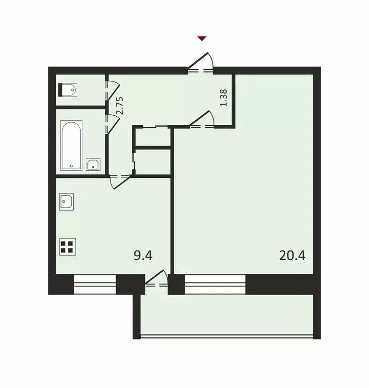 1-комнатная квартира: Головино, улица Гагарина, 30 (44 м) - Фото 1