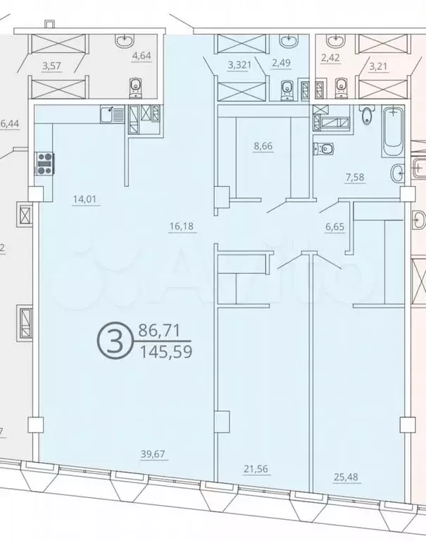 3-к. квартира, 145 м, 9/19 эт. - Фото 0