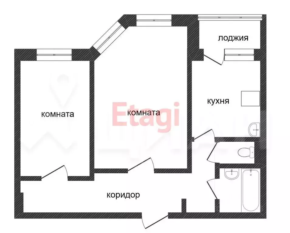2-к кв. Саха (Якутия), Якутск ул. Свердлова, 2/1 (55.3 м) - Фото 1