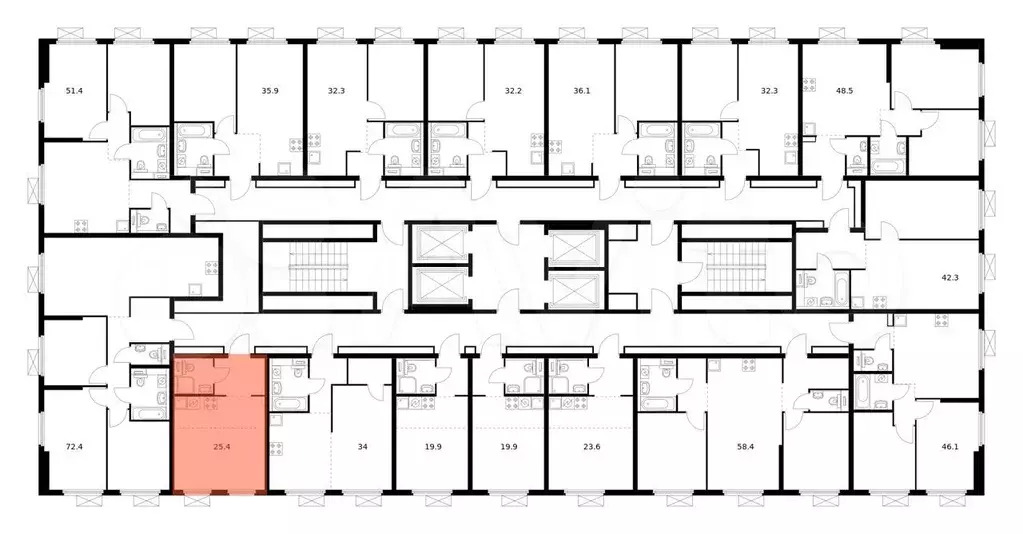 Квартира-студия, 25,4 м, 3/28 эт. - Фото 1