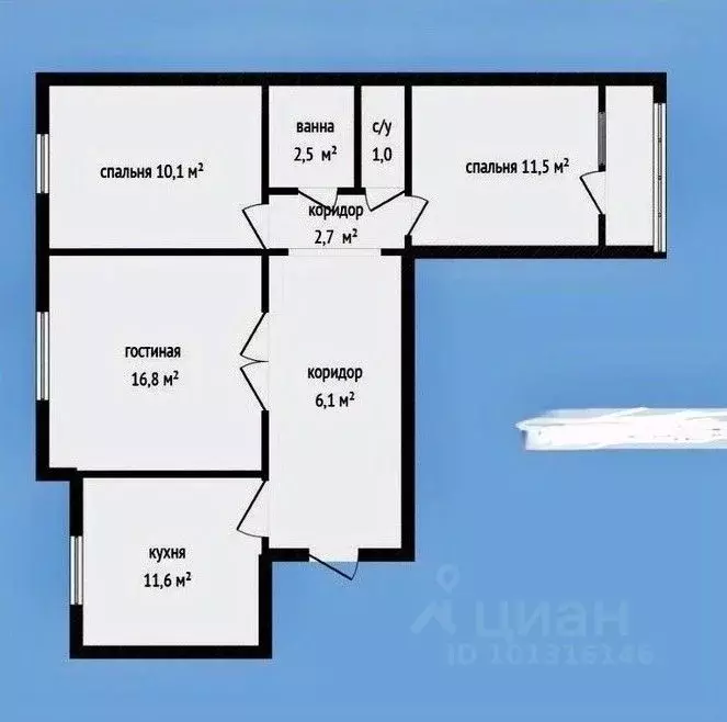 3-к кв. Краснодарский край, Геленджик Парус мкр, 12 (62.0 м) - Фото 2