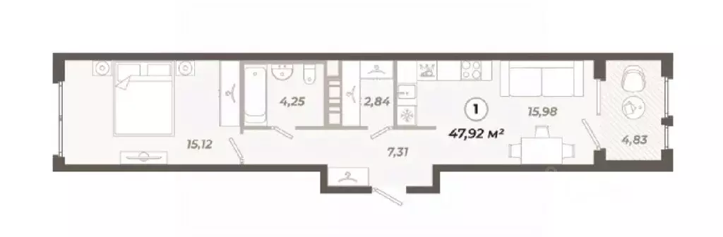 1-к кв. Санкт-Петербург ул. Коли Томчака, 21Д (47.92 м) - Фото 0