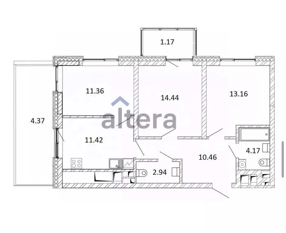 3-к кв. Татарстан, Казань ул. Шаляпина, 32 (75.0 м) - Фото 1