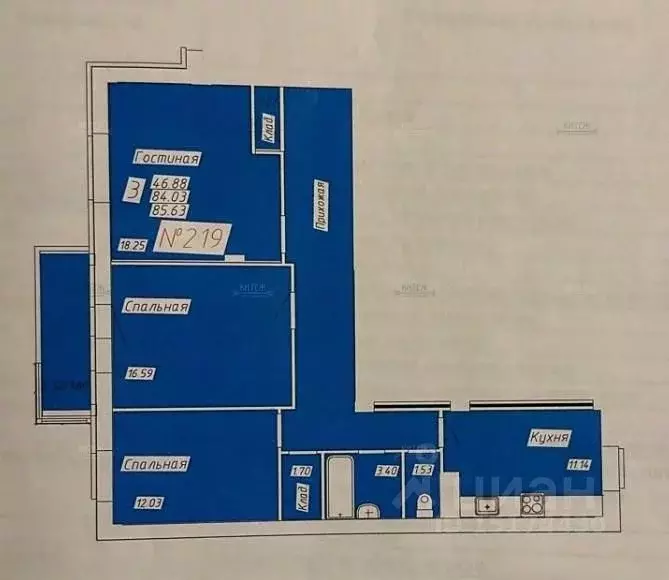 3-к кв. Калужская область, Калуга ул. Пухова, 56 (84.03 м) - Фото 2