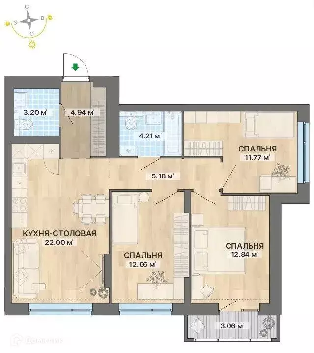 Продаётся 3-к квартира, 79.9 м - Фото 1