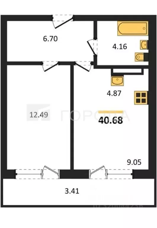 1-к кв. Новосибирская область, Новосибирск ул. Забалуева, 69 (41.0 м) - Фото 0