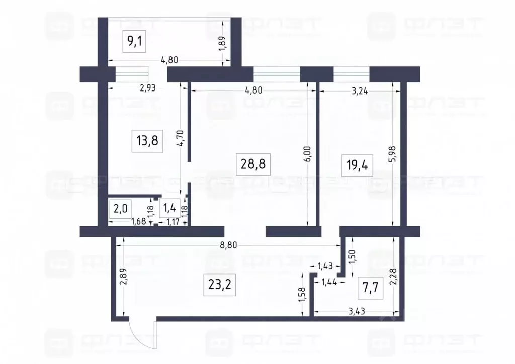 2-к кв. Татарстан, Казань ул. Галиаскара Камала, 49 (105.4 м) - Фото 1