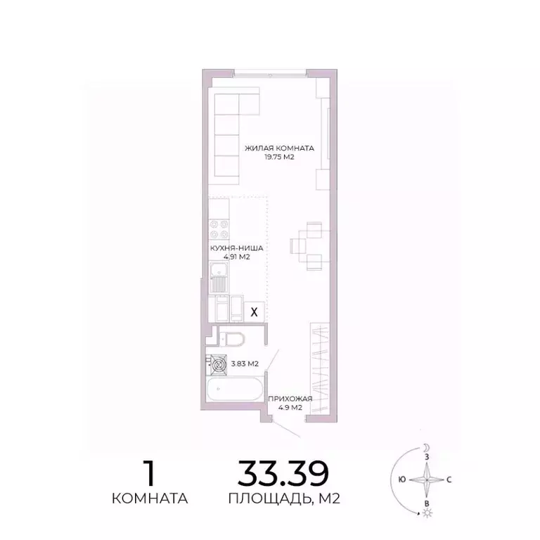 1-к кв. Пензенская область, Пенза Побочинская ул., с18 (33.39 м) - Фото 1