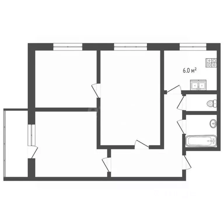 3-к кв. Москва Дорожная ул., 28К1 (50.8 м) - Фото 1