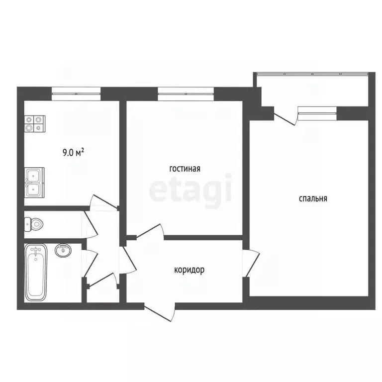 2-к кв. Московская область, Балашиха Саввино мкр, ул. Ленина, 6Б (51.8 ... - Фото 2