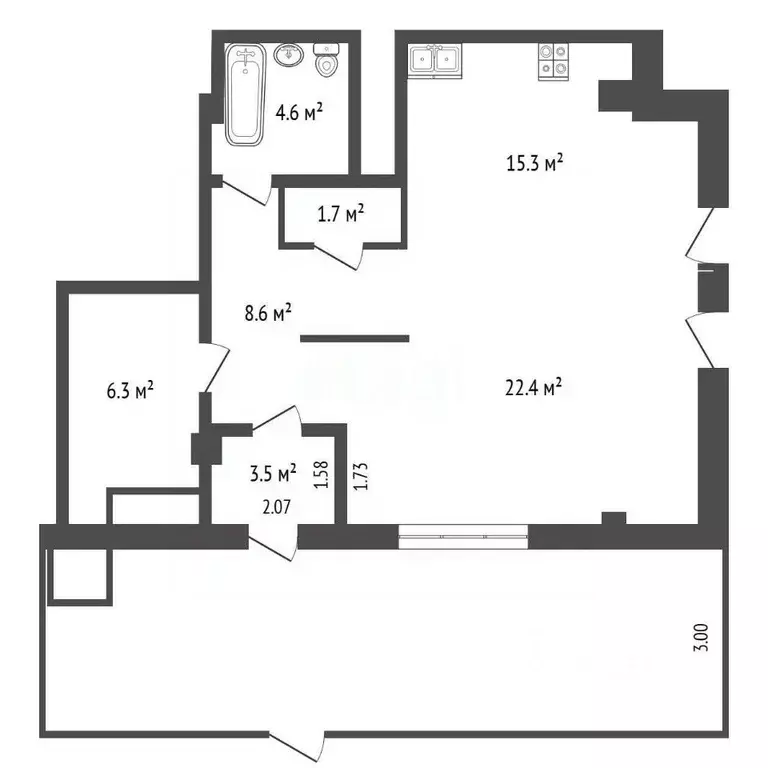 3-к кв. Ростовская область, Ростов-на-Дону ул. Нансена, 93с1 (92.6 м) - Фото 1