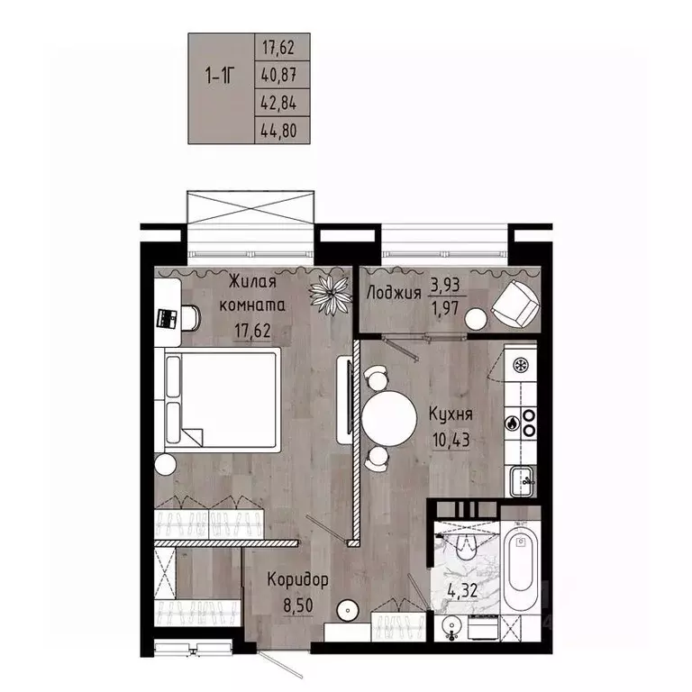 1-к кв. Хабаровский край, Хабаровск Волочаевская ул., 156 (42.84 м) - Фото 1