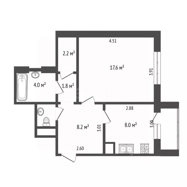 1-к кв. Ямало-Ненецкий АО, Новый Уренгой Оптимистов мкр, 2/2 (43.3 м) - Фото 2