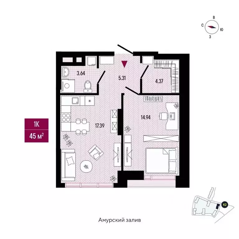 1-к кв. Приморский край, Владивосток просп. 100-летия Владивостока, ... - Фото 2