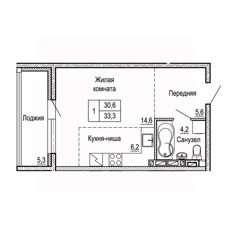 1-к кв. Приморский край, Владивосток На Черняховского жилой квартал,  ... - Фото 1