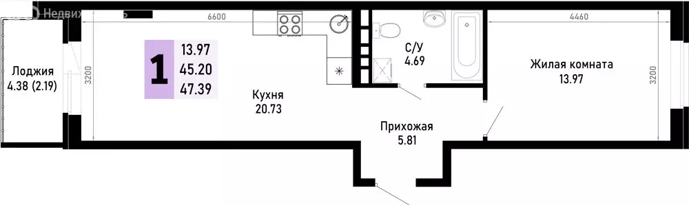 1-комнатная квартира: Краснодарский край, муниципальный округ Анапа, ... - Фото 0