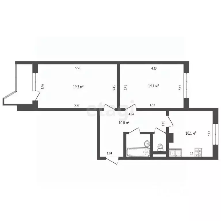 2-к кв. Москва бул. Матроса Железняка, 30К2 (57.9 м) - Фото 2