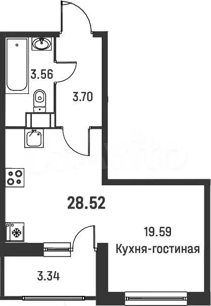 Квартира-студия, 28,5 м, 4/18 эт. - Фото 0