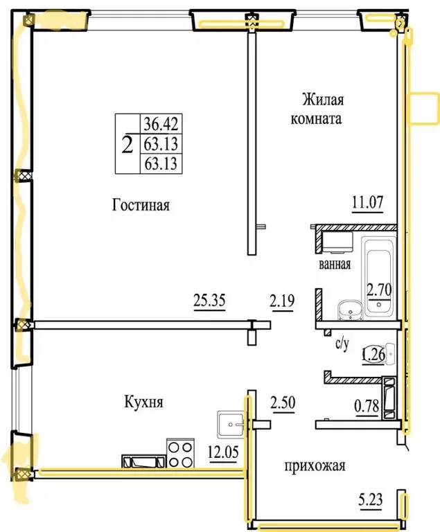 2-к кв. Новосибирская область, Новосибирск ул. В. Высоцкого, 40/2 ... - Фото 0