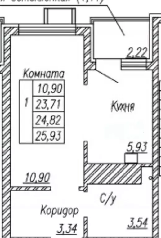 Студия Калининградская область, Светлогорск Майский проезд (24.1 м) - Фото 2