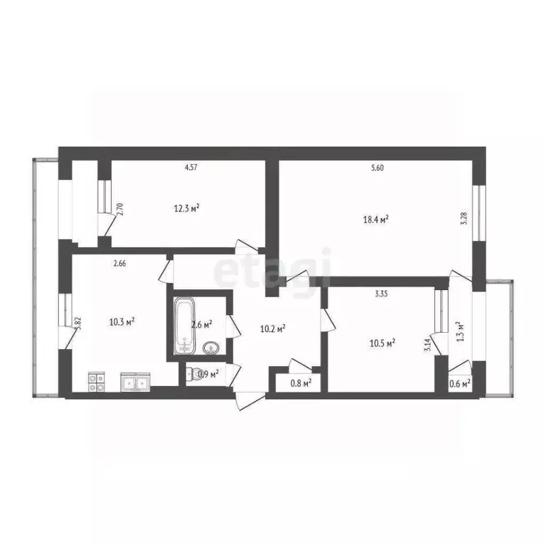 3-к кв. Севастополь просп. Победы, 35 (66.0 м) - Фото 1