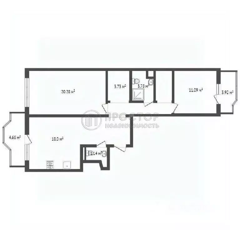 2-к кв. Московская область, Красногорск бул. Подмосковный, 12 (71.1 м) - Фото 1
