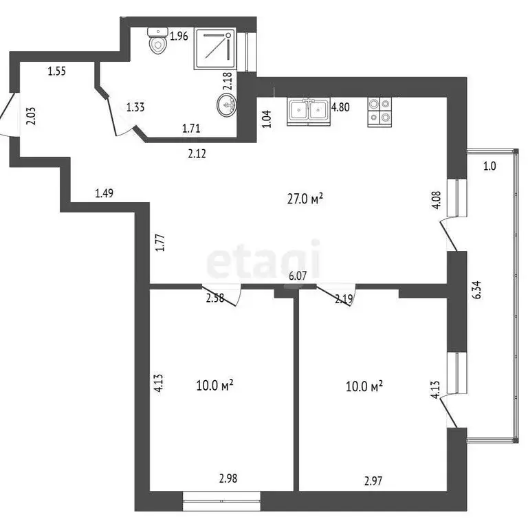 3-комнатная квартира: Геленджик, Степная улица, 49А (57.1 м) - Фото 0